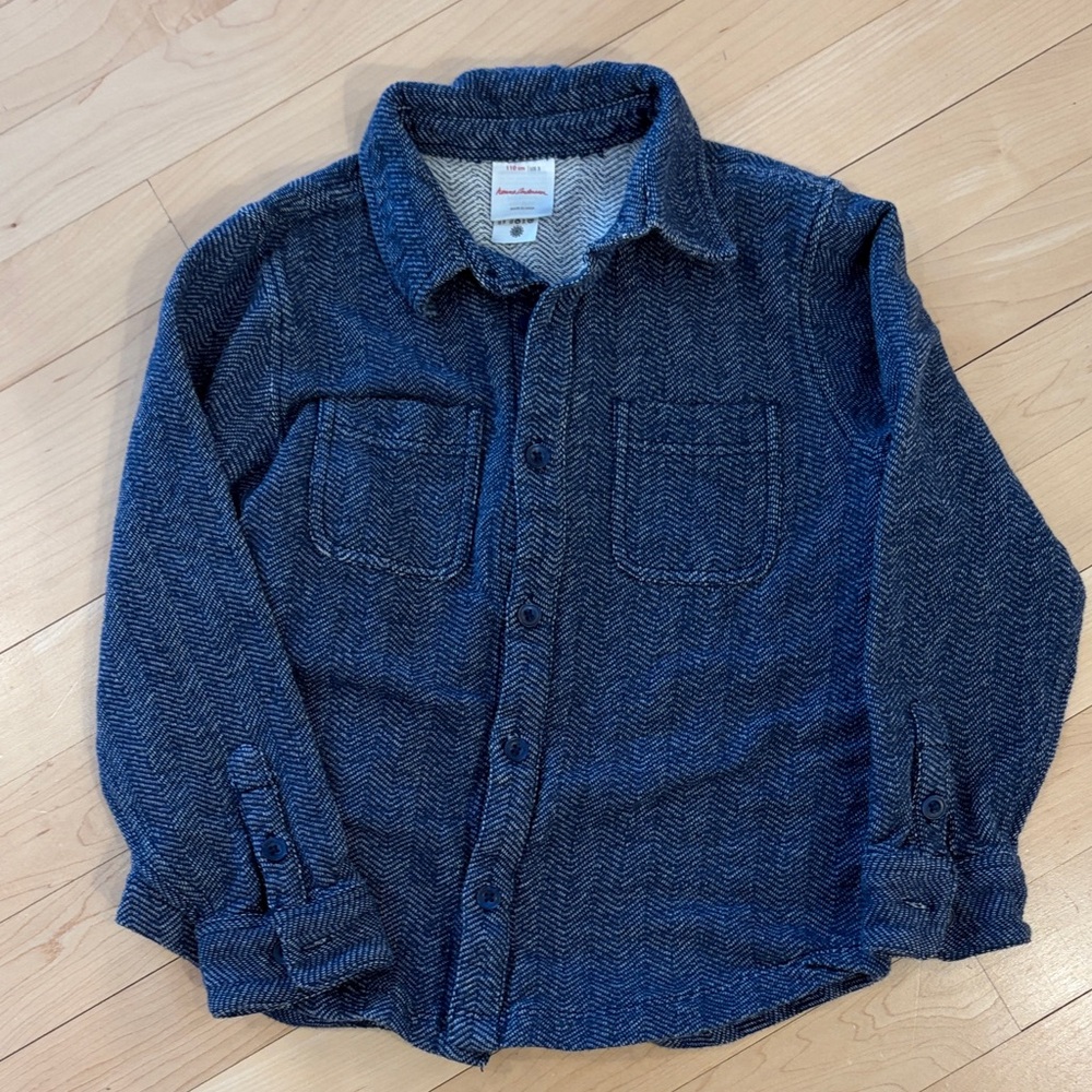 Hanna Andersson Blue Herringbone Shirt